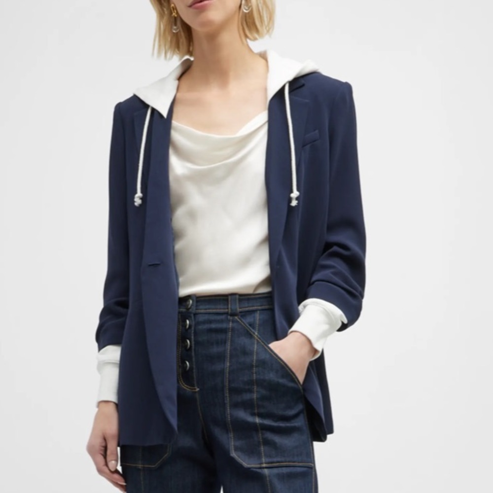 Cinq à Sept Navy Blazer with White Details - Picture 2 of 8